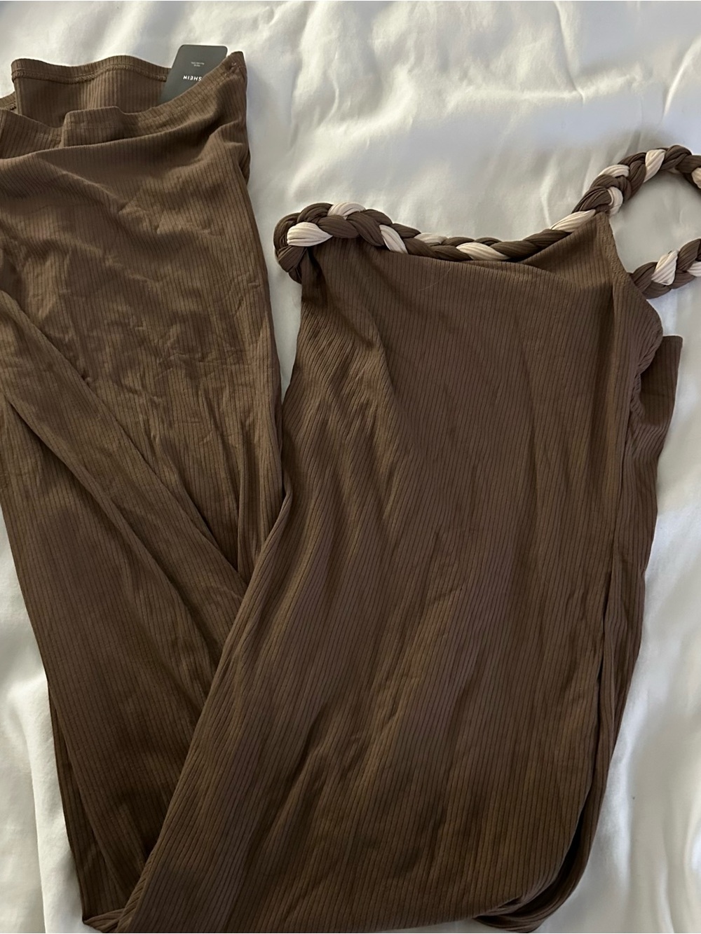 Brown One Shoulder Braided Maxi Dress